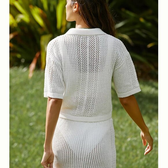 SET By Anthropologie Beach Crochet Sweater Mini Skirt and Sweater Top - Picture 2 of 8